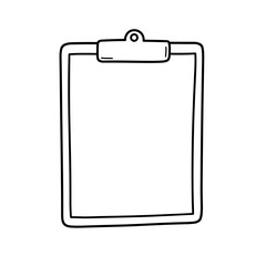 Black and white sketch of a clipboard with a simple design
