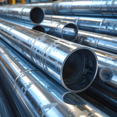 Naklejka premium Close-up of stacked metal pipes