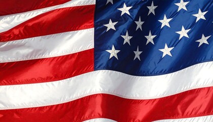 Close-up view of an American flag billowing in the wind