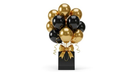 Elegant Black and Gold Balloons Celebration Arrangement