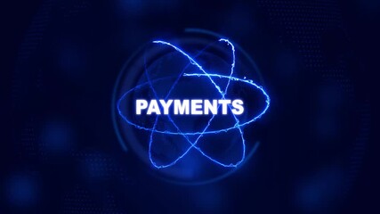 Futuristic Payments hologram concept. Glowing holographic planet earth digital network with collaboration, innovation and corporate leadership. Business, technology and global connection background. - Powered by Adobe