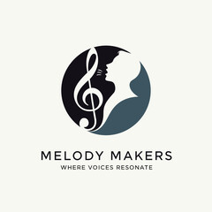 Logo featuring a musical treble clef, a silhouette of a person, and the words Melody Makers.
