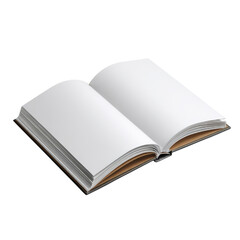 Open Blank Book with White Pages and Brown Cover on Black Background empty, Isolated On White, Png Transparent, Cut Out