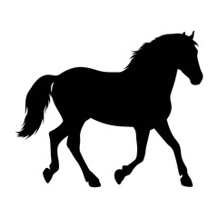 Black horse silhouette vector image for equestrian design projects and horse themed illustrations use now
