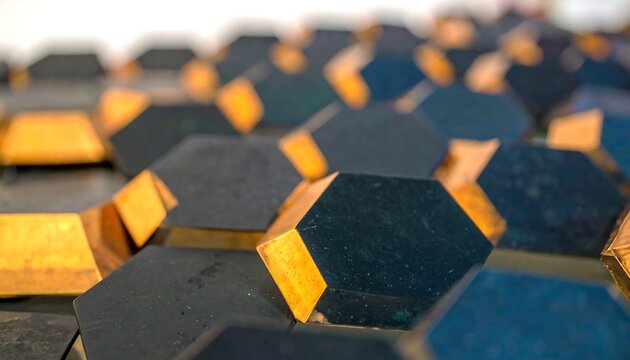 Abstract geometric pattern of layered hexagons - Powered by Adobe