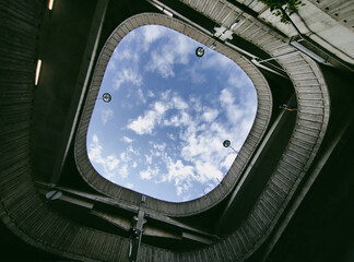 Picture taken from below the building