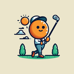 Funny golf  clipart logo icon vector white bacground .