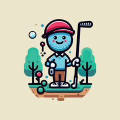 Funny golf  clipart logo icon vector white bacground .