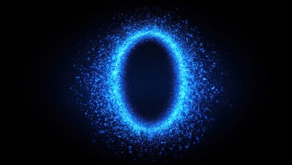 Obraz premium Abstract glowing blue oval frame on black background