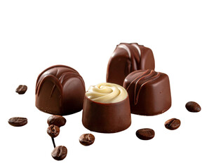 Assorted Chocolate Delights with Coffee Beans and Cinnamon Sticks