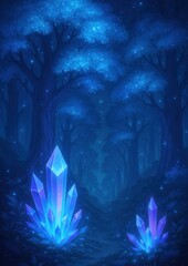 Fototapeta premium Mystical forest with glowing crystals