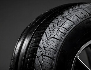 Worn tire tread closeup