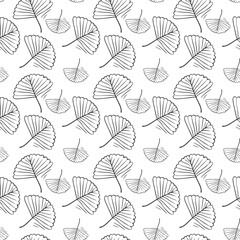 Ginkgo leaves, beautiful background. Plant textile decor. Vintage pattern with leaves. Vector repeating background for patterns, prints and product design