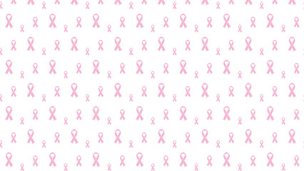 Seamless pattern of scattered pink ribbons for breast cancer awareness