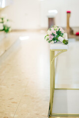 Elegant wedding bouquet with roses and gypsophila, symbol of love and purity, perfect floral arrangement for marriage ceremony