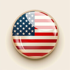 Patriotic american flag badge with glossy effect symbolizing national pride and unity celebration