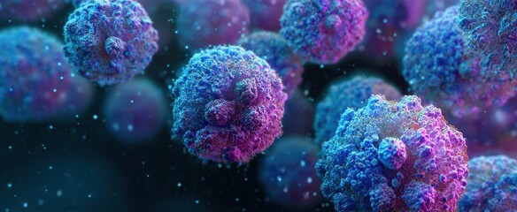 The Virus Particles Up Close in Vibrant 3D Microscopic Illustration Highlighting Infection