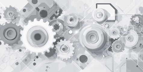 Abstract technological background with gears and circuits