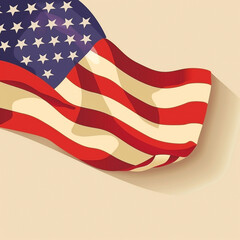 A digitally rendered American flag waving gently against a plain background illustration