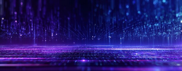 Abstract digital landscape with glowing particles