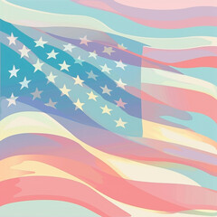 Abstract American flag illustration with pastel colors celebrating freedom and patriotism ideal