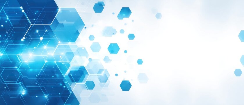 Abstract blue hexagon pattern on white background