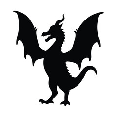 Black dragon silhouette vector illustration for fantasy art mythical creatures and tattoo design ideas