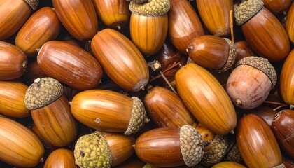 Close-up view of many acorns