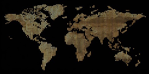 World map design with golden lines