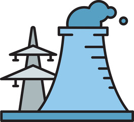 nuclear power plant and energy production icon