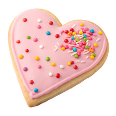 a heart shaped cookie with pink frosting and color