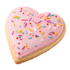 a heart shaped cookie with pink frosting and color