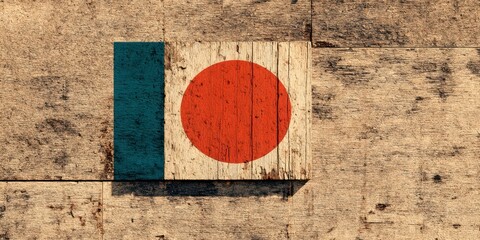 Japan Flag on Wooden Background