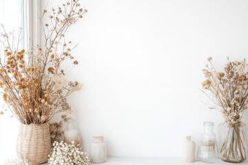 Rustic Mockup with Branding Space: Neutral Dried Flower
