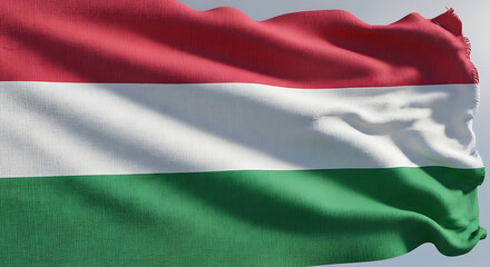 The flag of hungary waving in the wind, a symbol of national pride and identity, representing the countrys history, culture, and values, with its vibrant colors and dynamic movement