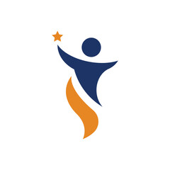 Abstract human figure reaching for a star