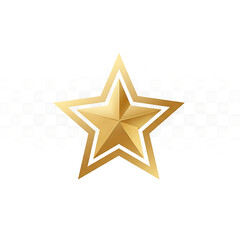Fototapeta premium A shiny golden star with a double outline, isolated on white background