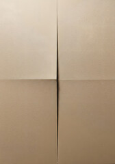 Beige Paper Folded in Quadrants, Abstract Art, Texture, Design, Minimalist Background