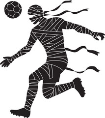 Mummy soccer player dribbling football