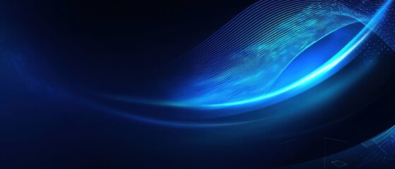 Abstract blue flowing lines on dark background