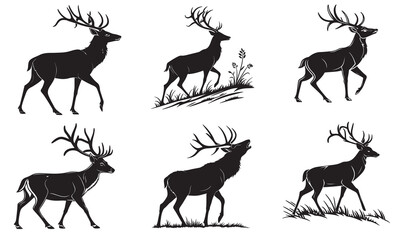 Fototapeta premium Majestic Deer in Forest Silhouettes