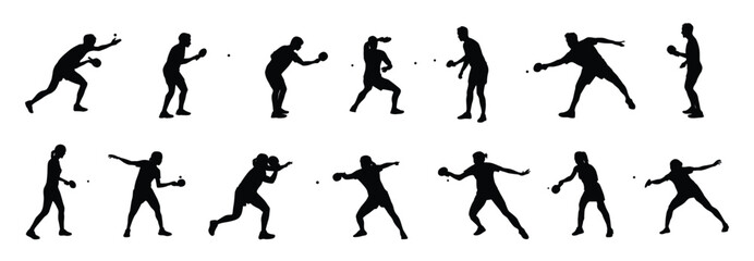 table tennis player silhouette man and woman table tennis player silhouette © Rinagraphica