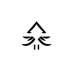 Stylized tree icon in black and white, featuring geometric shapes to represent branches and trunk.