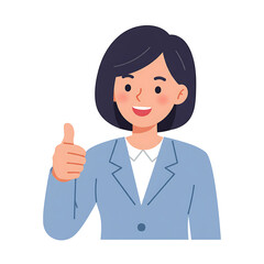 Businesswoman Giving Thumbs Up Sign with Positive Expression for Success