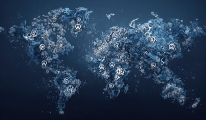 World map, abstract,  3D design