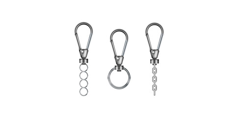 Metallic Clasps With Chain Vector Illustration.
