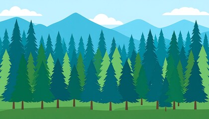 Fototapeta premium Forest landscape illustration