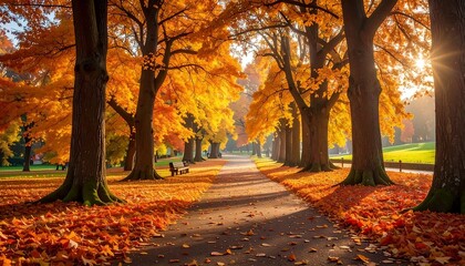 Fototapeta premium Autumn park pathway