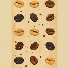 Obraz premium Seamless Coffee Pattern. Modern Coffee Beans and Cup Seamless Design. Minimalist Coffee Pattern for Packaging and Branding