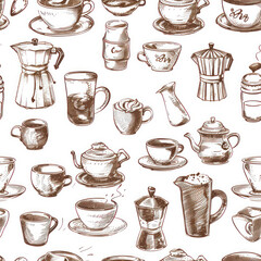 Seamless Coffee Pattern. Minimalist Coffee Pattern for Packaging and Branding